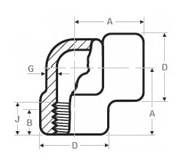 Forged 90 Deg Screwed-threaded Elbow Dimensions